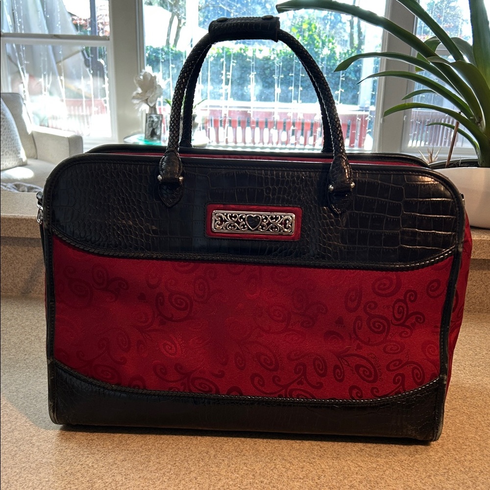 Brighton Red and Black Leather Carry on Bag